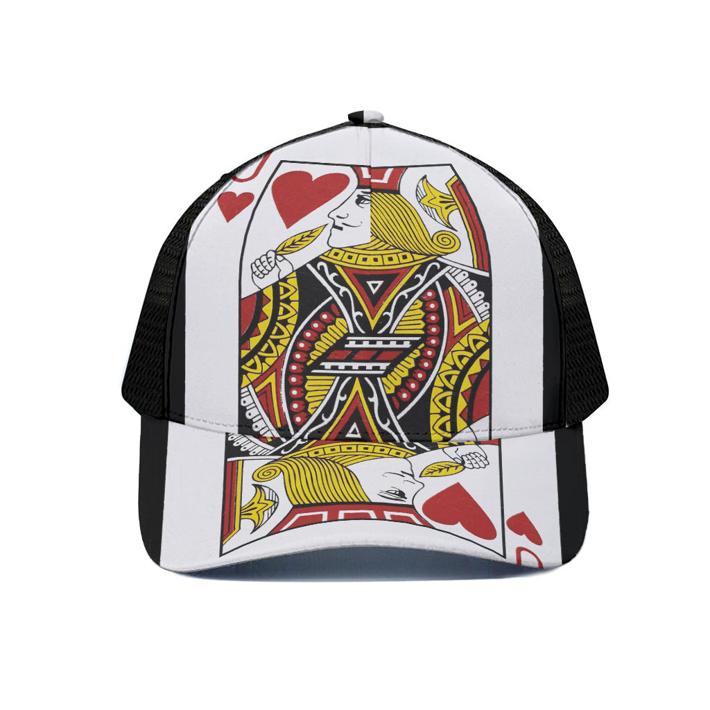Jack Of Hearts Playing Card Print Black Mesh Trucker Cap