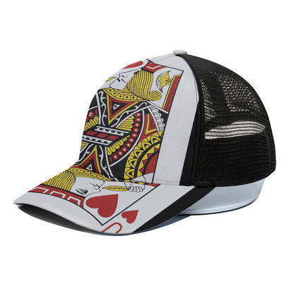 Jack Of Hearts Playing Card Print Black Mesh Trucker Cap
