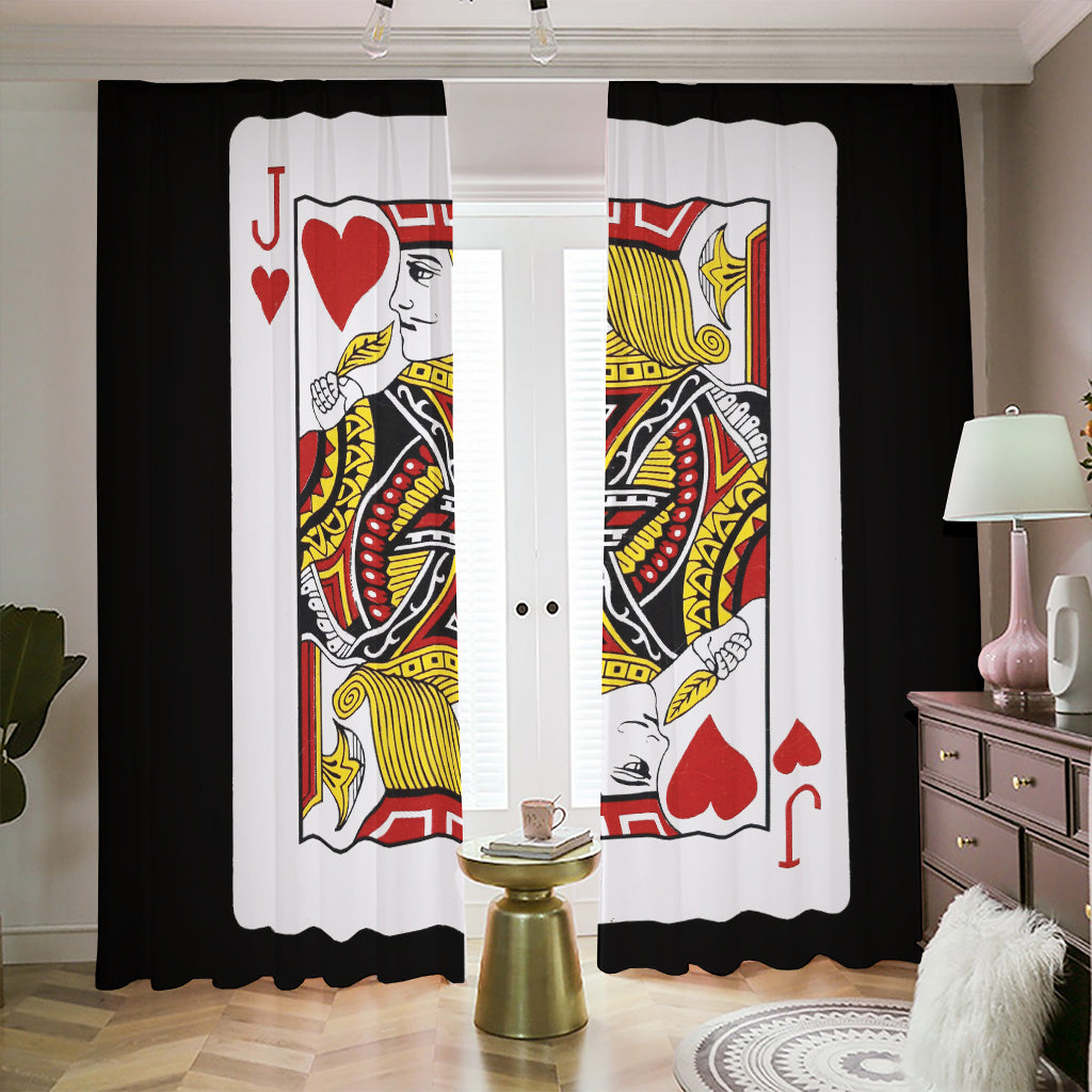 Jack Of Hearts Playing Card Print Blackout Pencil Pleat Curtains