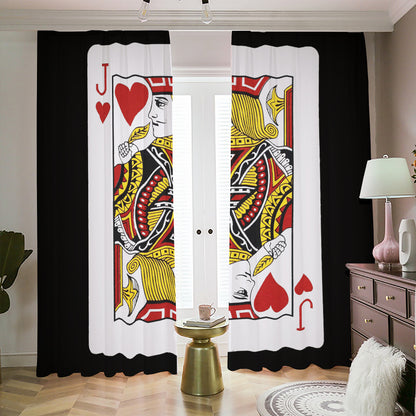 Jack Of Hearts Playing Card Print Blackout Pencil Pleat Curtains