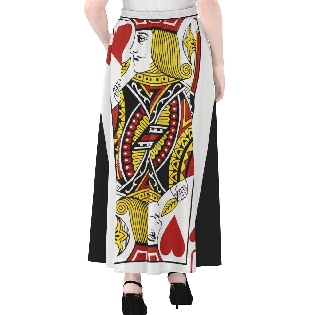 Jack Of Hearts Playing Card Print Chiffon Maxi Skirt