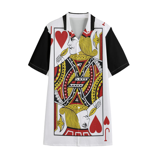 Jack Of Hearts Playing Card Print Cotton Hawaiian Shirt