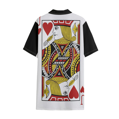 Jack Of Hearts Playing Card Print Cotton Hawaiian Shirt