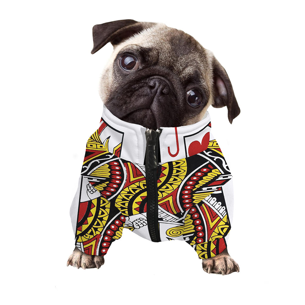 Jack Of Hearts Playing Card Print Dog Zip Up Jacket