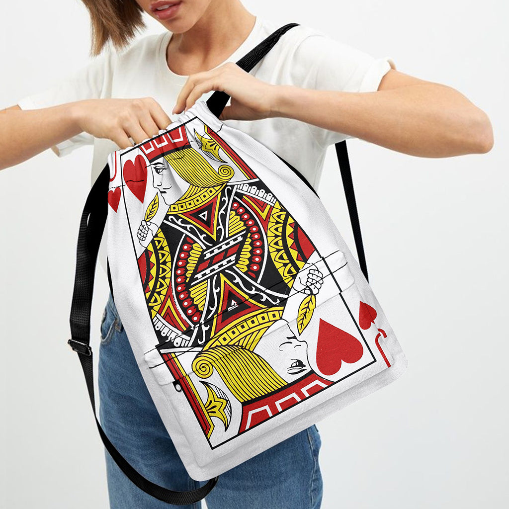 Jack Of Hearts Playing Card Print Drawstring Backpack