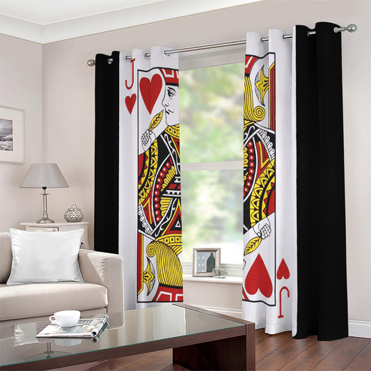Jack Of Hearts Playing Card Print Extra Wide Grommet Curtains