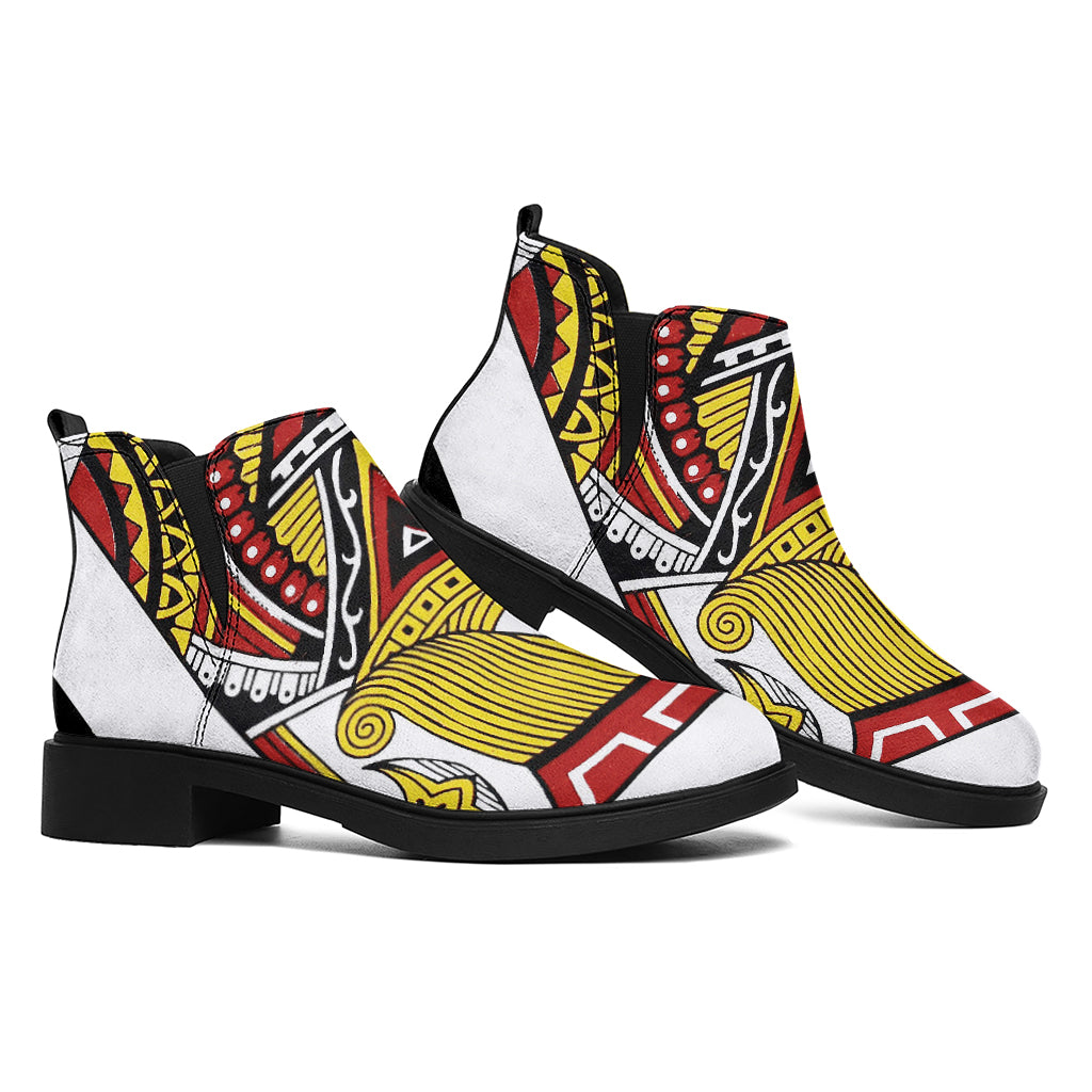 Jack Of Hearts Playing Card Print Flat Ankle Boots