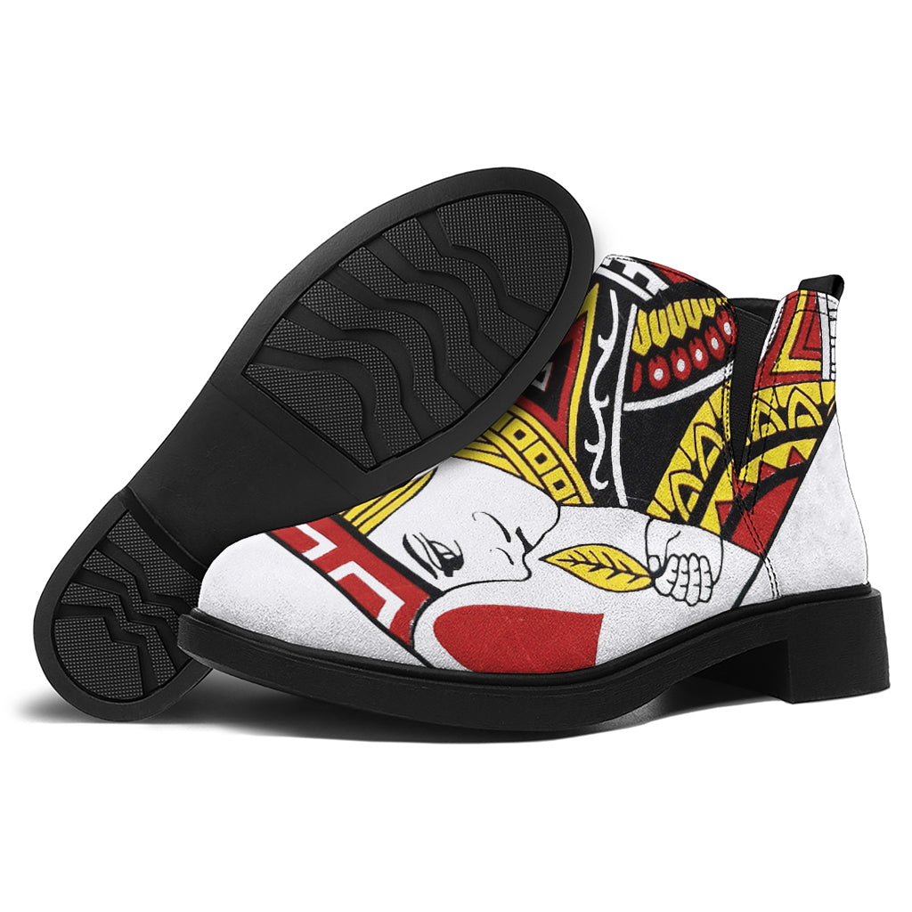 Jack Of Hearts Playing Card Print Flat Ankle Boots
