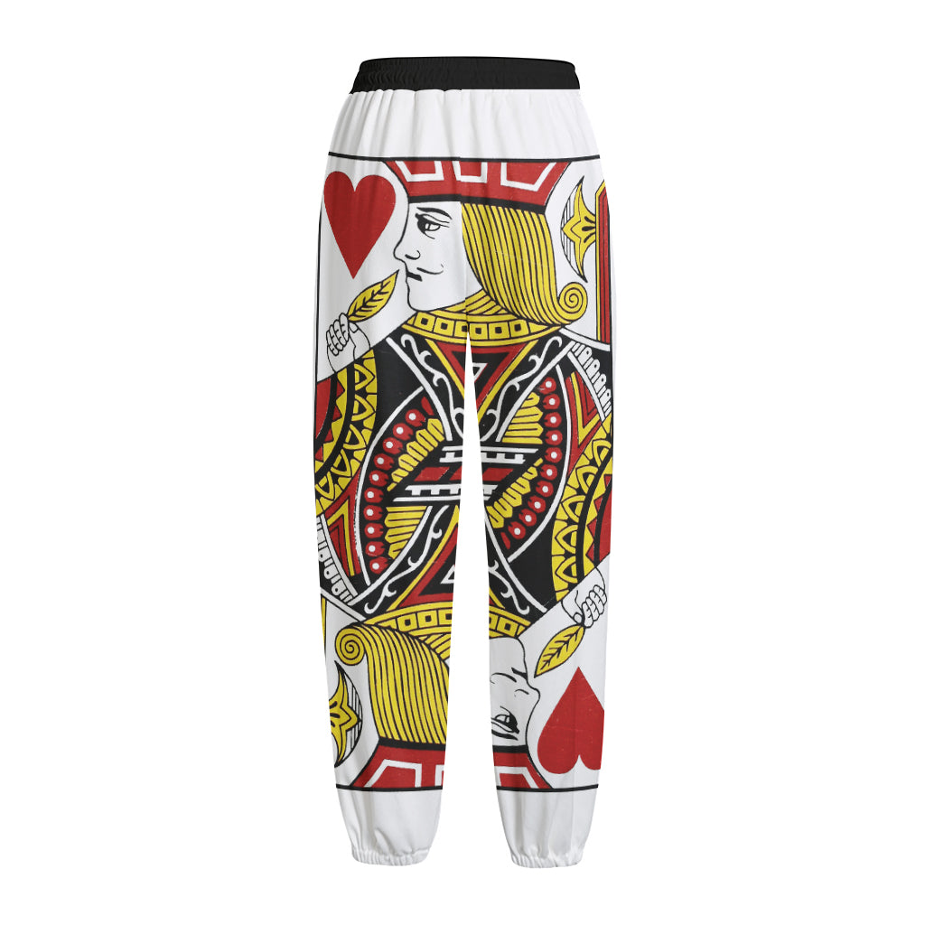 Jack Of Hearts Playing Card Print Fleece Lined Knit Pants