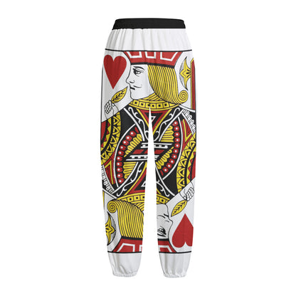 Jack Of Hearts Playing Card Print Fleece Lined Knit Pants