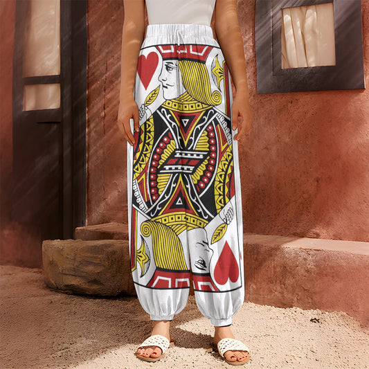 Jack Of Hearts Playing Card Print Harem Pants