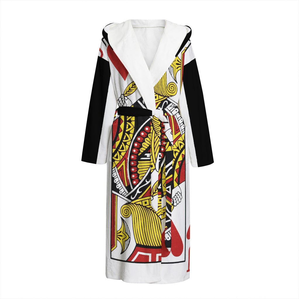 Jack Of Hearts Playing Card Print Hooded Bathrobe