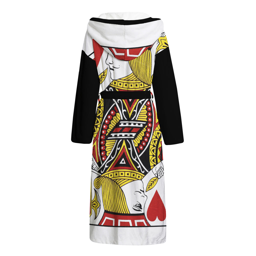 Jack Of Hearts Playing Card Print Hooded Bathrobe