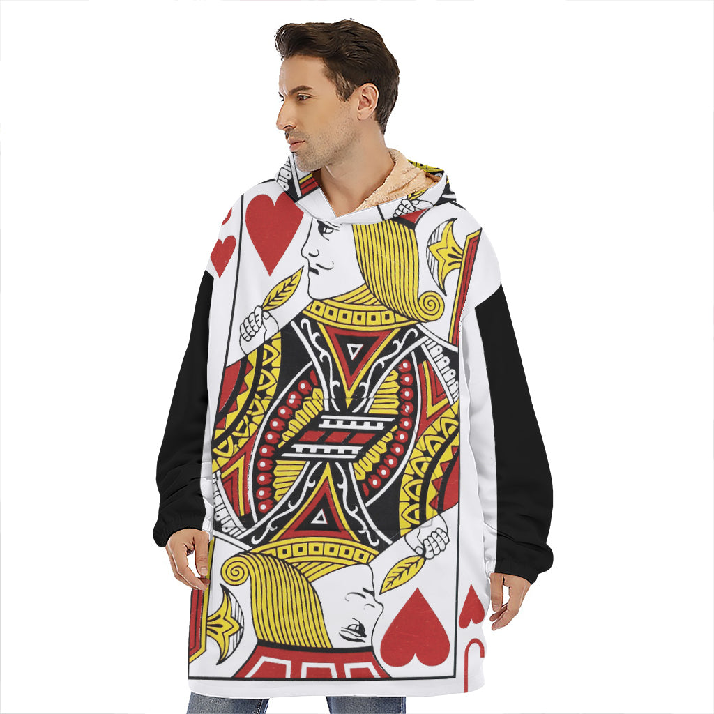 Jack Of Hearts Playing Card Print Hoodie Blanket