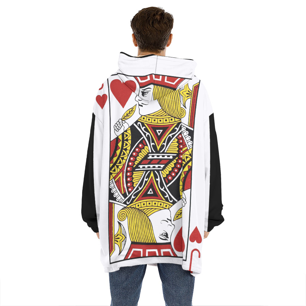 Jack Of Hearts Playing Card Print Hoodie Blanket