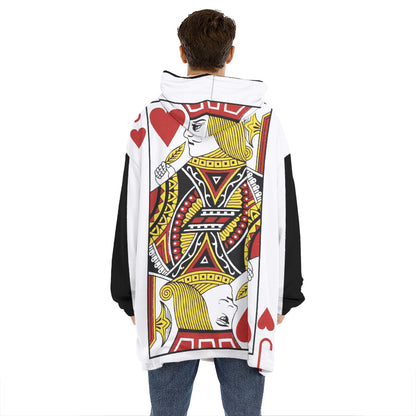Jack Of Hearts Playing Card Print Hoodie Blanket