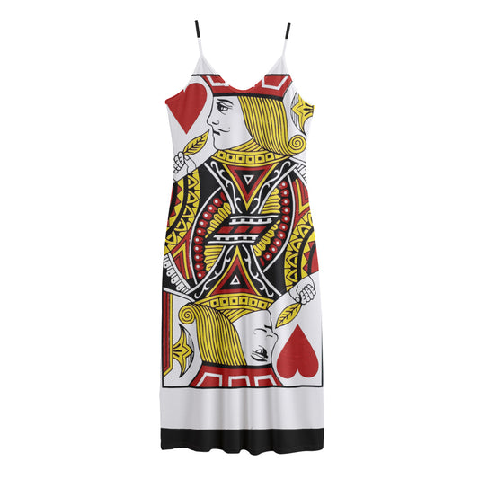 Jack Of Hearts Playing Card Print Jersey Midi Cami Dress