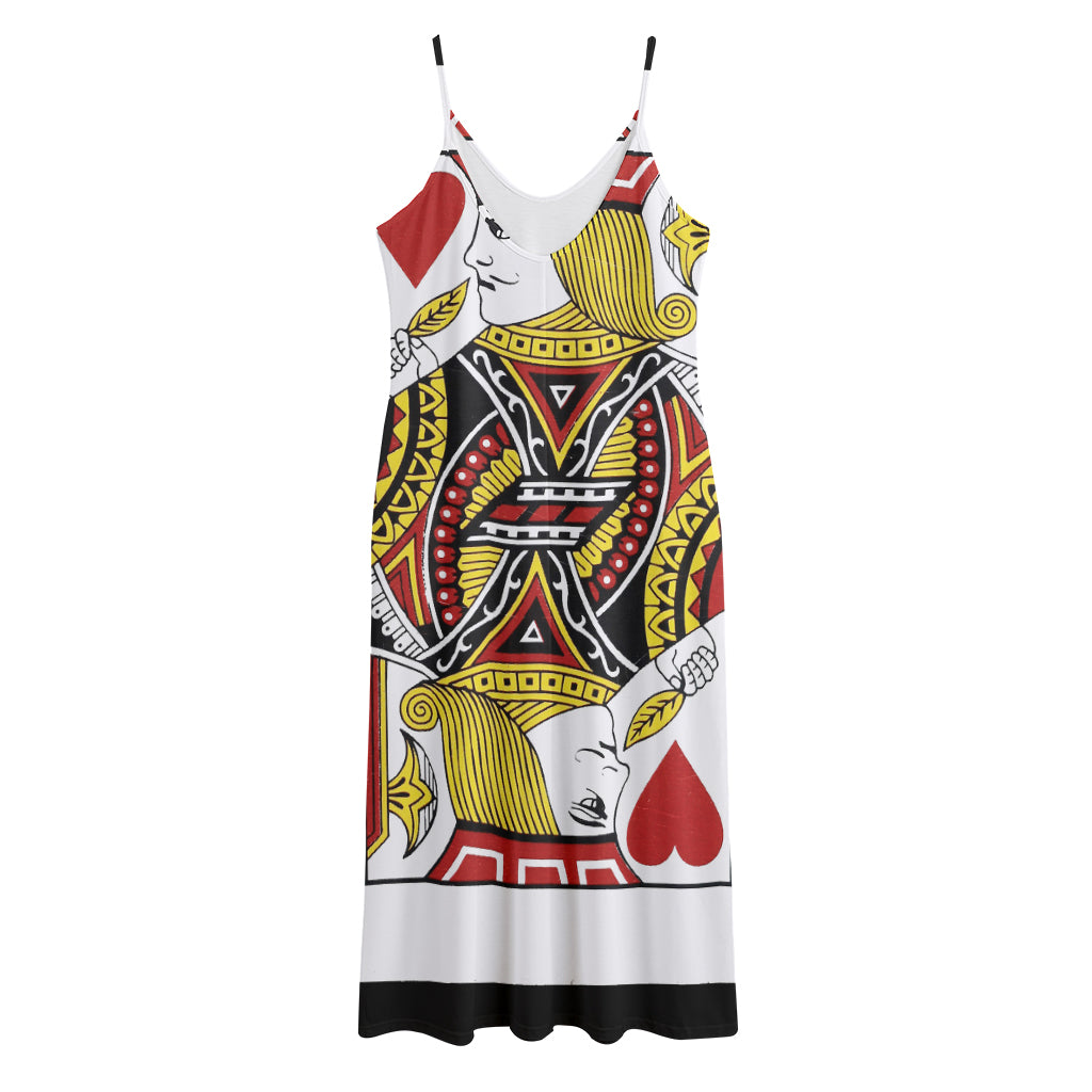Jack Of Hearts Playing Card Print Jersey Midi Cami Dress