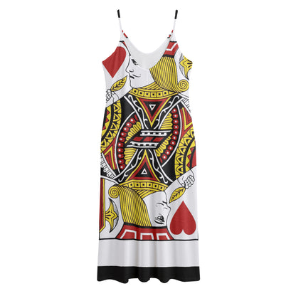 Jack Of Hearts Playing Card Print Jersey Midi Cami Dress