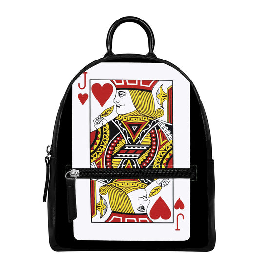Jack Of Hearts Playing Card Print Leather Backpack