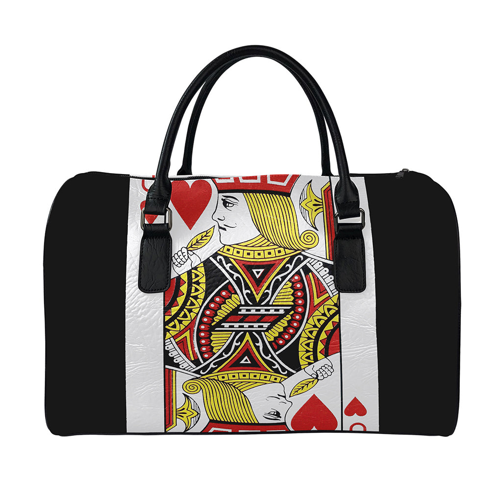 Jack Of Hearts Playing Card Print Leather Duffle Bag
