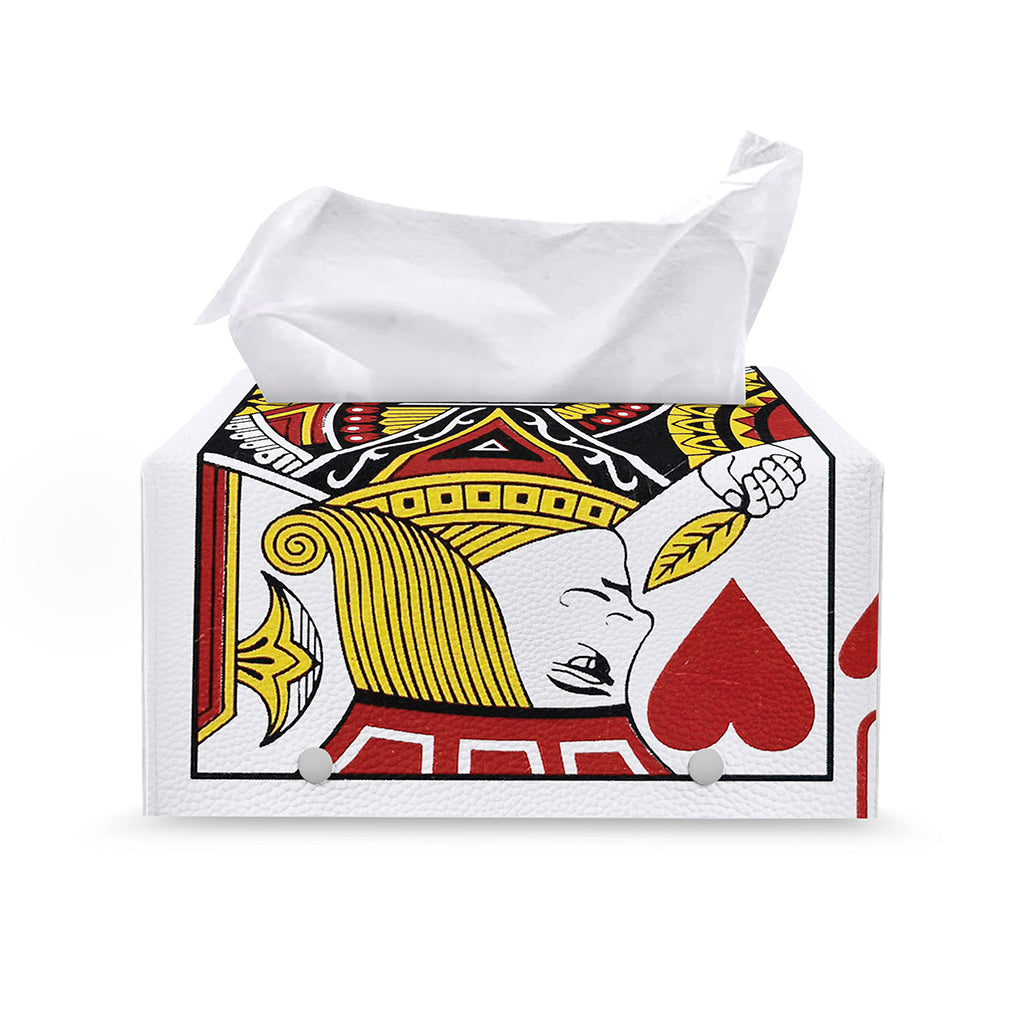 Jack Of Hearts Playing Card Print Leather Tissue Box Cover