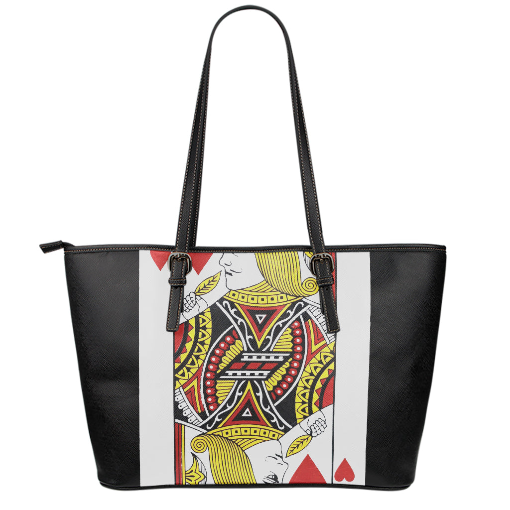 Jack Of Hearts Playing Card Print Leather Tote Bag
