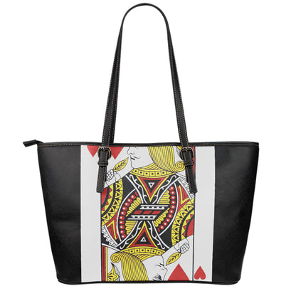 Jack Of Hearts Playing Card Print Leather Tote Bag