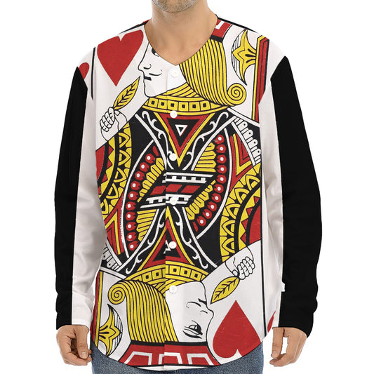 Jack Of Hearts Playing Card Print Long Sleeve Baseball Jersey