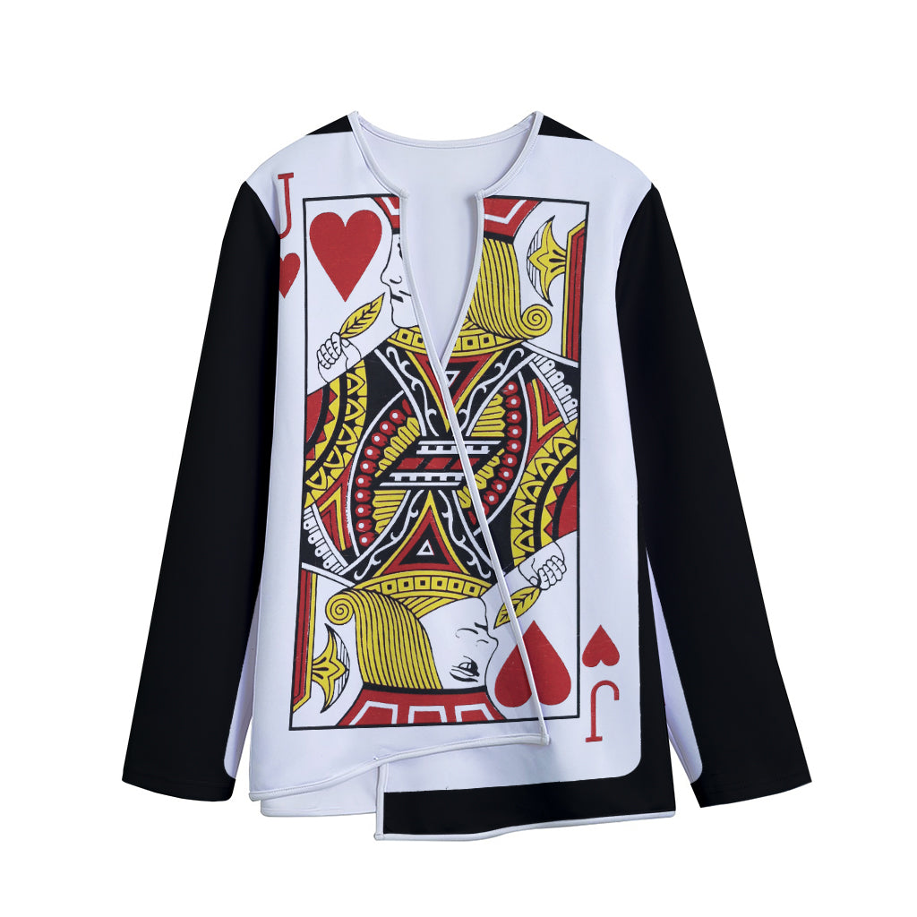 Jack Of Hearts Playing Card Print Long Sleeve Short Coat