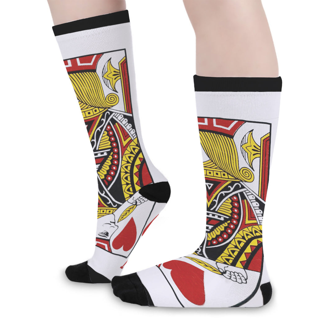 Jack Of Hearts Playing Card Print Long Socks