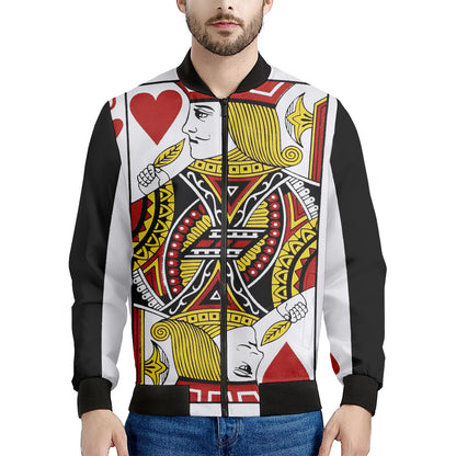 Jack Of Hearts Playing Card Print Men's Bomber Jacket