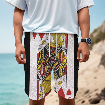 Jack Of Hearts Playing Card Print Men's Cargo Shorts
