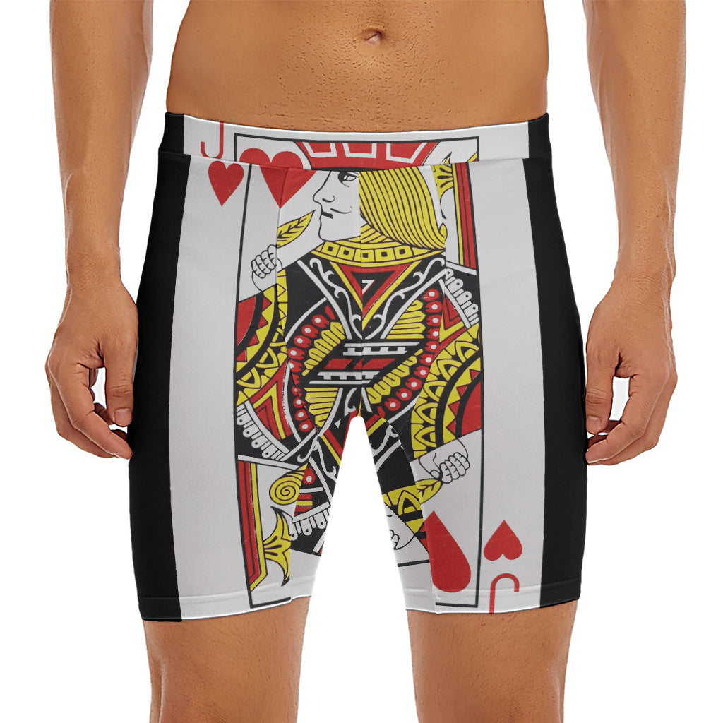 Jack Of Hearts Playing Card Print Men's Long Boxer Briefs