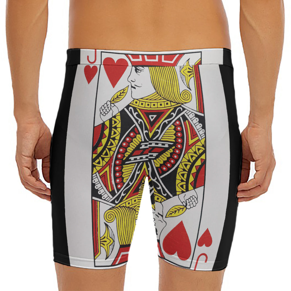 Jack Of Hearts Playing Card Print Men's Long Boxer Briefs
