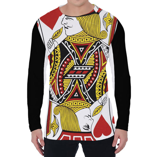 Jack Of Hearts Playing Card Print Men's Long Sleeve T-Shirt