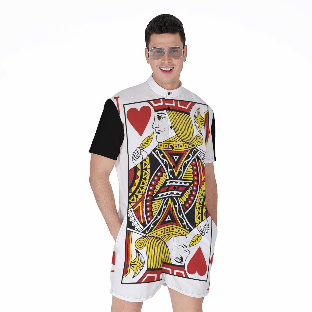 Jack Of Hearts Playing Card Print Men's Rompers