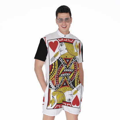 Jack Of Hearts Playing Card Print Men's Rompers
