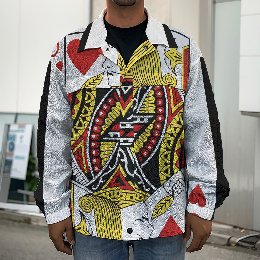 Jack Of Hearts Playing Card Print Men's Shirt Jacket