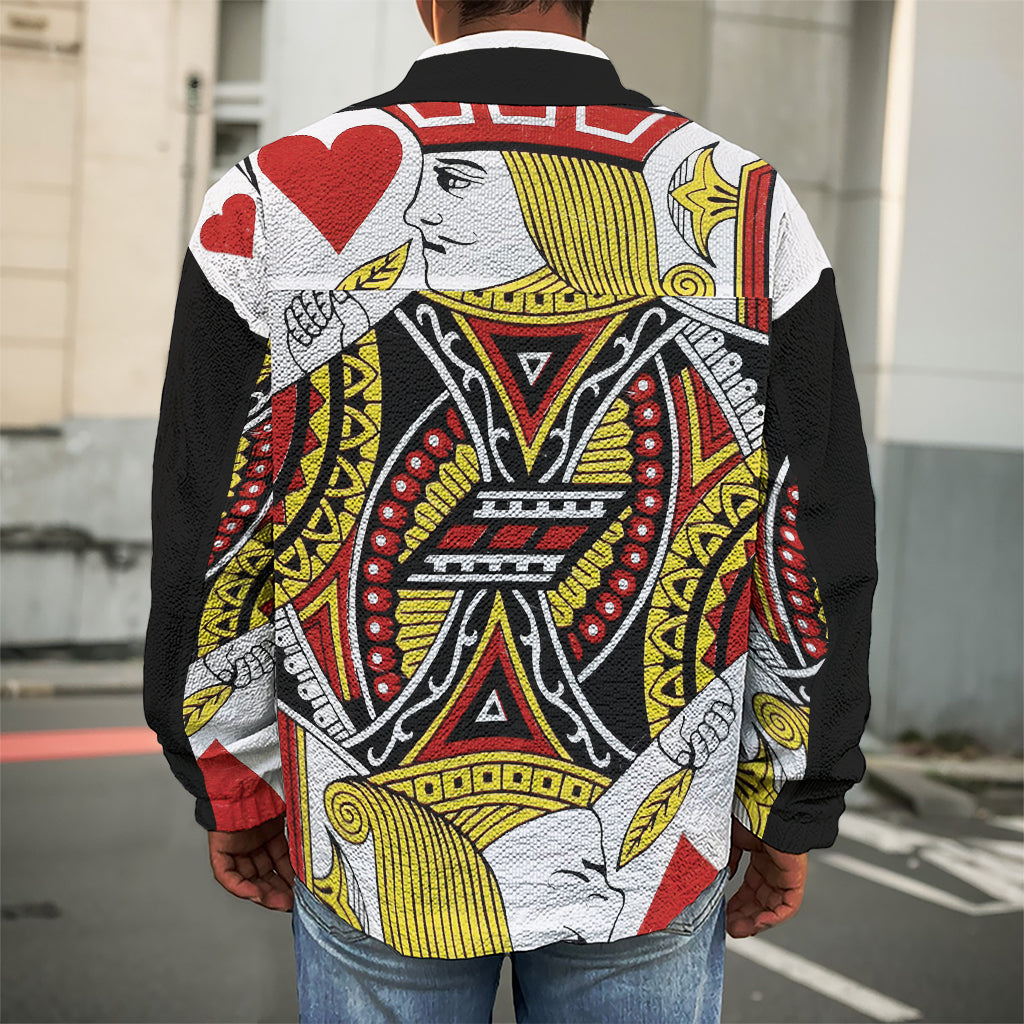 Jack Of Hearts Playing Card Print Men's Shirt Jacket