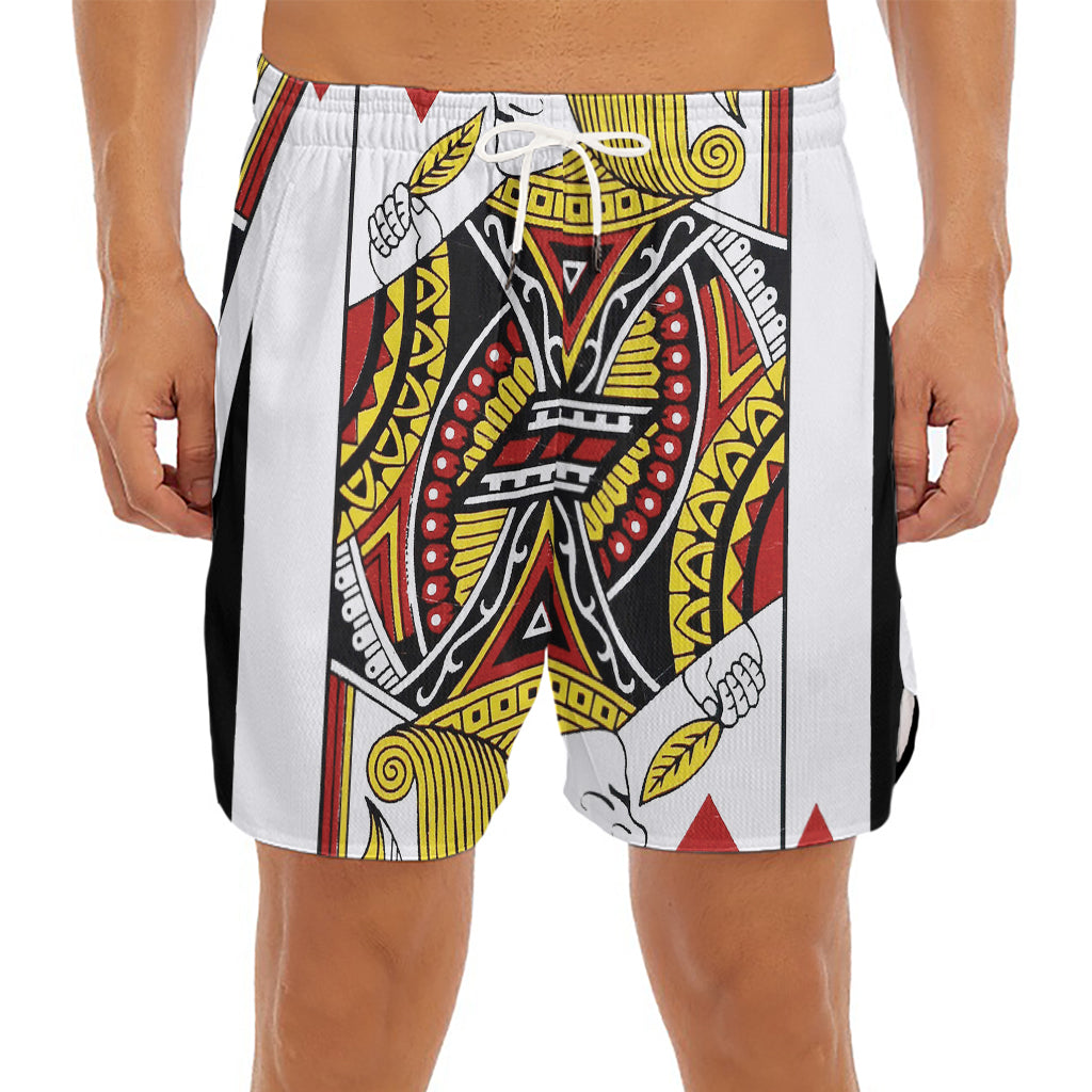 Jack Of Hearts Playing Card Print Men's Split Running Shorts