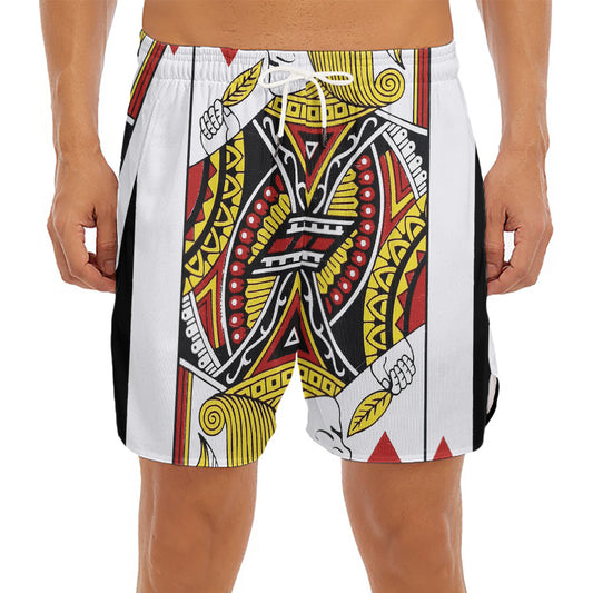 Jack Of Hearts Playing Card Print Men's Split Running Shorts