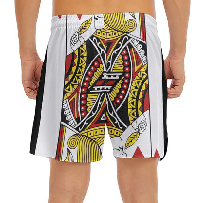 Jack Of Hearts Playing Card Print Men's Split Running Shorts