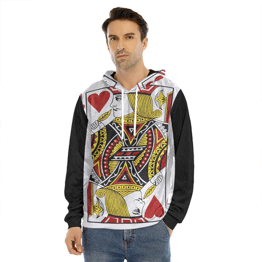 Jack Of Hearts Playing Card Print Men's Velvet Pullover Hoodie