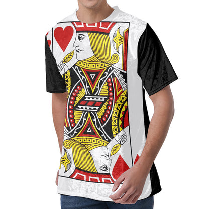 Jack Of Hearts Playing Card Print Men's Velvet T-Shirt