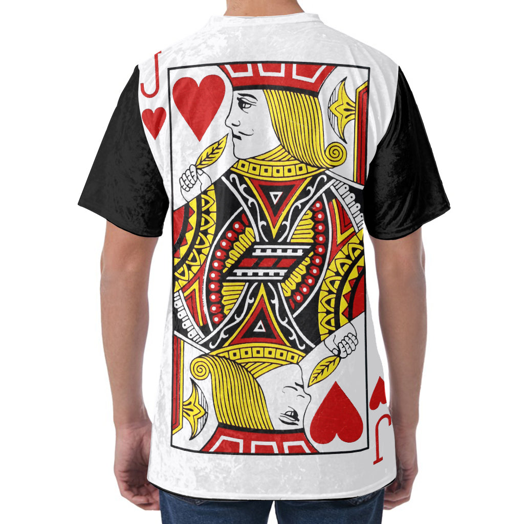 Jack Of Hearts Playing Card Print Men's Velvet T-Shirt