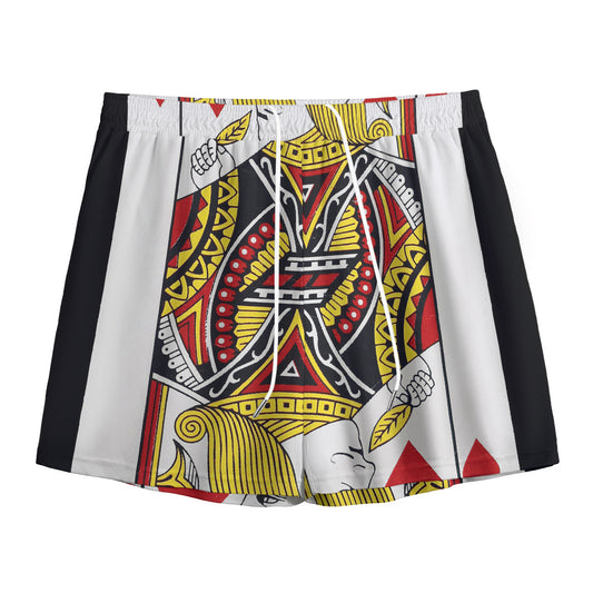 Jack Of Hearts Playing Card Print Mesh Shorts
