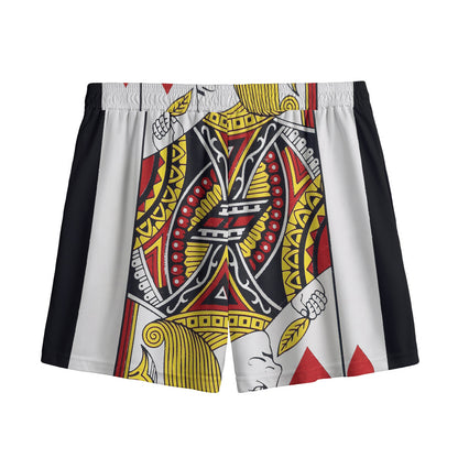 Jack Of Hearts Playing Card Print Mesh Shorts