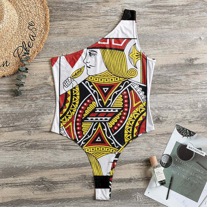 Jack Of Hearts Playing Card Print One Shoulder Bodysuit