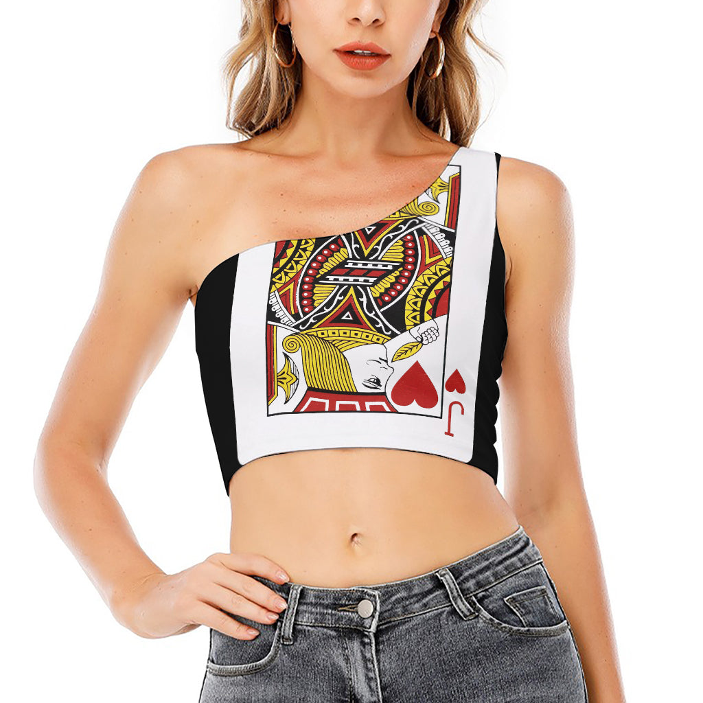 Jack Of Hearts Playing Card Print One Shoulder Crop Top